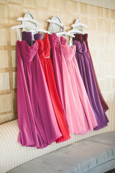 Dresses Hanging, Summer Wedding Shoes, Pink And Red Dress, Pretty Bridesmaid Dresses, Wedding Colors Purple, Hollywood Wedding, Luxury Vehicles, Purple Bridesmaids, Red Bridesmaids