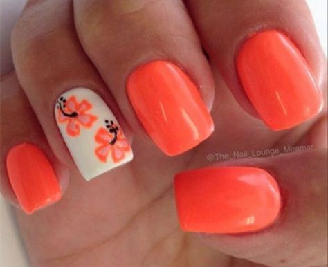 May or June nails Nail Art Orange, Fails Videos, Floral Nail Designs, Nagel Tips, Flower Nail Designs, Flower Nail Art, Orange Nails, Art Flowers, Nail Art Summer