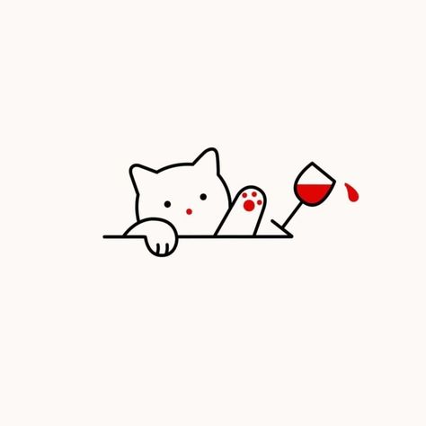 Cat Wine Tattoo, Wine Tattoo, Astro Cat, Clover Tattoos, Cat Wine, Diy Sweater, Small Girl Tattoos, Doodle Tattoo, Line Art Tattoos