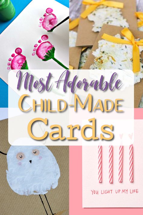 Kid Thank You Cards Diy, Kindergarten Cards Handmade, Birthday Card Made By Toddler, Kids Handmade Birthday Cards, Diy Birthday Card From Toddler, Kids Craft Birthday Cards, Toddler Craft Birthday Card, Toddler Made Birthday Card, Toddler Diy Birthday Card