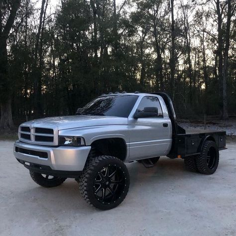 2nd Gen Cummins Single Cab, Second Gen Cummins, Marshmello Helmet, Dodge Dually, 2nd Gen Cummins, Trucks Dodge, Custom Flatbed, Lifted Dodge, Dodge Diesel Trucks