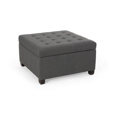 Isabella Contemporary Tufted Fabric Storage Ottoman Dark Gray/dark Brown - Christopher Knight Home : Target Storage Ottoman Coffee Table, Square Storage Ottoman, Fabric Storage Ottoman, Tufted Storage Ottoman, Modern Ottoman, Waffle Stitch, Storage Ottoman Bench, Christopher Knight, Noble House