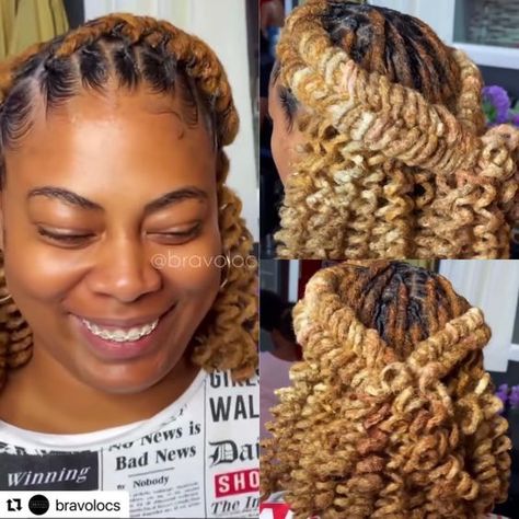 Wedding Styles For Locs Women, French Braid Loc Styles, Halo Braid With Locs, Loc Styles With Curls, Wedding Loc Hairstyles, Wedding Hair Locs, Loc Wedding Styles, Curly Loc Styles, Loc Curls Styles