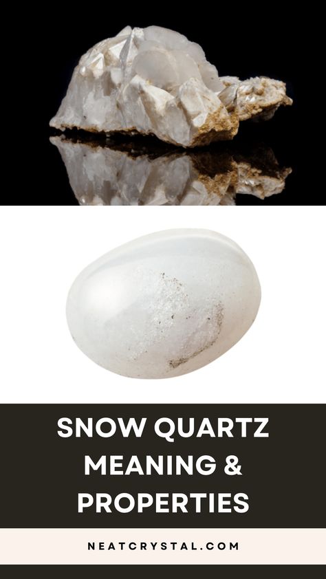 Snow Quartz is a milky white quartz crystal that is also called Milky Quartz or sometimes referred to as simply White Quartz. Although Quartz is the most common mineral on Earth and white-colored quartz is the second most common color for quartz, the benefits of Snow Quartz should not be overlooked. Snow Quartz is a calming and mind-clearing crystal that can activate the inner guidance to find a new, clearer perspective. Milky Quartz Crystal Meaning, Crystal Identification, Healing Chakras, Snow Cleaning, Quartz Meaning, Quartz Properties, White Quartz Crystal, Snow Quartz, Milky Quartz