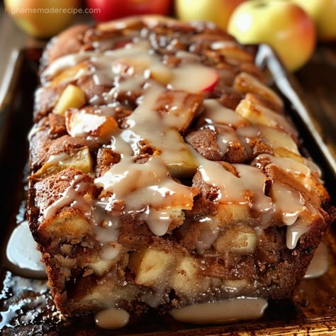 Country Apple Fritter Bread, Apple Fritters Bread Recipe, Loaf Breads, Apple Fritter Bread, Sweet Glaze, Mac Salad, Apple Fritter, No Rise Bread, Garlic Bread Recipe