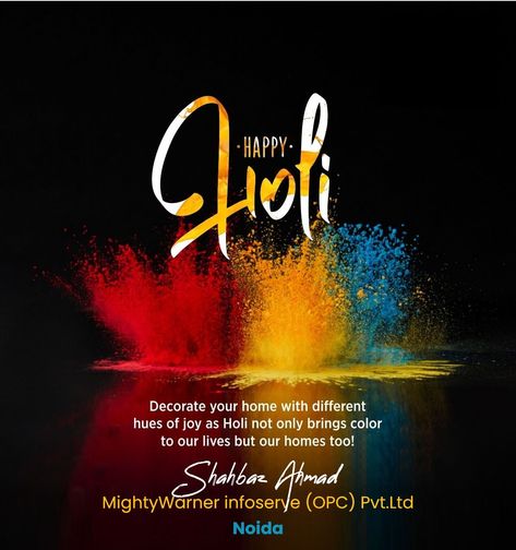 May the colors of this festival bring joy, prosperity, and success into your lives. Enjoy the celebrations with your loved ones and make unforgettable memories ✨ . . . HAPPY HOLI TO YOU AND YOUR FAMILY!!! 🌈💛💜 . . . . . . . . #HappyHoli #Holi2023 #HoliCelebrations #HoliFestival #HoliFestival2023 ‍‍‍‍‍‍‍#colorfestival #Holi2023 #होली Happy Holi Creative, Holi Creative, Creative Post, Holi Festival, Happy Holi, Unforgettable Memories, Loved Ones, Our Life, Decorating Your Home