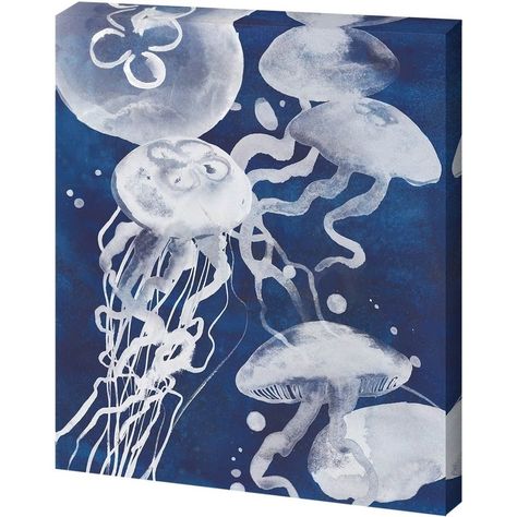 Mercana Swarm I (41 x 51) Made to Order Canvas Art, Blue Navy Background, Stone Coasters, World Art, Jellyfish, Canvas Print Wall, High Quality Art Prints, Art Materials, Find Art, Ceramic Tiles