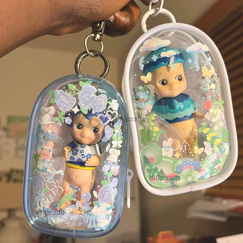 Sonny Angel Accessories, Sonny Angel Phone Charm, Sonny Angel Bag Charm, Sonny Angel On Phone Case, Decorated Bag, Cutecore Keychain, White Monkey, Kawaii Blue, Pouch Keychain