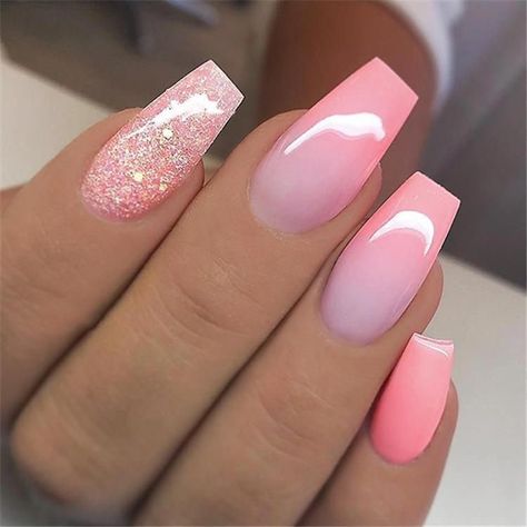 Ballerina Nail Art, Ballerina Nail, Valentine Nails, Her Nails, Ballerina Nails, Winged Liner, Fake Nail, Ombre Hair Color, Nail Art Hacks