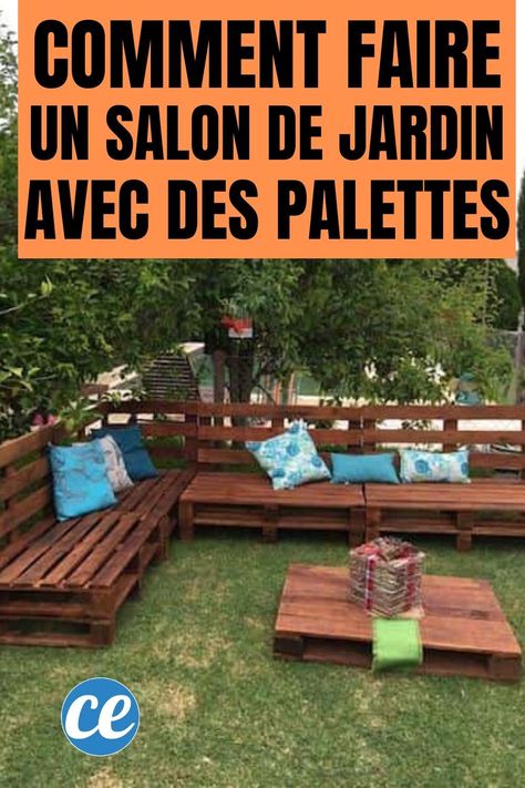 Envie d'un salon de jardin fait maison ? Utilisez des palettes pour faire facilement votre mobilier de jardin. Il suffit de quelques palettes pour fabriquer un salon de jardin DIY. Suivez ce tuto facile et rapide pour faire un salon de jardin sur roulettes. Regardez : Pallet Coffee Table, Pergola, Bass, Coffee Table, Yard, Quick Saves, Home Decor, Design, Home Décor