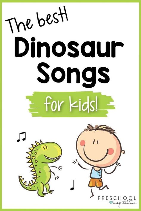 Dinosaur songs for kids that are a roaring good time! I "dino" about you, but children LOVE dinosaurs and they’re sure to love these dinosaur songs! Songs that are educational as well as just… More Songs About Dinosaurs For Preschool, Dinosaur Songs For Preschool, Dinosaur Songs For Kids, Silly Songs For Kids, Preschool Dinosaurs, Preschool Inspirations, Dinosaur Preschool, Dinosaur Ideas, Dinosaur Songs