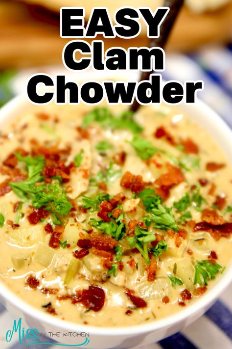 This is the best clam chowder recipe and can be on the table in under an hour; it makes a great weeknight dinner that everyone will love. Easy Clam Chowder Recipe Simple, Boston Clam Chowder Recipe, Clam Chowder With Canned Clams, Easy Clam Chowder Recipe, Chowder Recipes Healthy, Best Clam Chowder Recipe, Quick Chicken And Dumplings, Best Clam Chowder, Clam Chowder Recipe