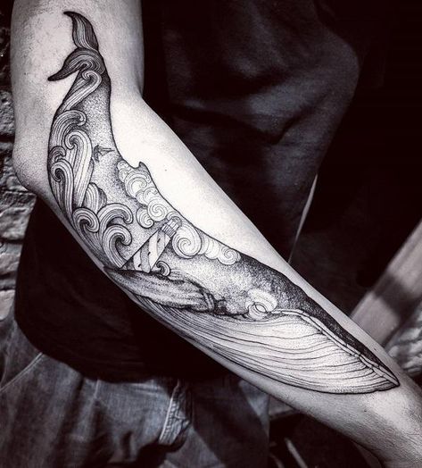 Whale Tattoo Ideas, Buddhist Symbol Tattoos, Places For Tattoos, Whale Tattoo, Hindu Tattoo, Famous Tattoo Artists, Octopus Tattoo Design, Surreal Tattoo, Sea Tattoo