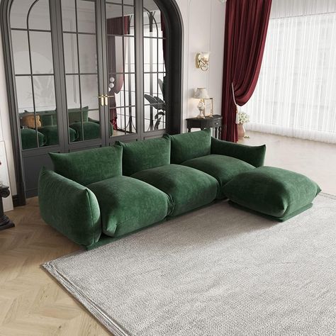 PRICES MAY VARY. ⛅[Impressive Style] High-level chenille upholstery with distinguished fluffy texture grants skin-friendly and comfortable experience. This green sofa chair, as round and plump in appearance as a big cake, make an ideal addition to your living room, bedroom, guest room, lounge home, extra room, etc. ⛅[Extra Comfort] Made of high-quality chenille, the couch is wear-resistant, wrinkle resistant, hard to deform, and as new as new after long use. Built in high resilience sponge for m Green Couches, U Couch, Small Sectional Sofa, U Shaped Sectional Sofa, Green Couch, Sofa Legs, U Shaped Sectional, Inspire Me Home Decor, Modular Sectional Sofa