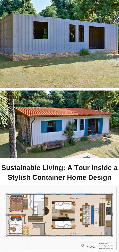 Discover a charming farmhouse crafted from shipping containers, blending traditional aesthetics with modern sustainability and innovation. #shippingcontainerhomes #architecture #containerhouse #containerhousedesign #containerhouseideas #containercabin #tinyhousedesign #containerhomes #housedesign #beforeandafterhome Container Home Kitchen Ideas, Container Farmhouse Design, Simple Container House Ideas, C Can House, Container House Layout, Small Shipping Container Homes, Small Container House Design, Shipping Container Home Interior, Container Design Ideas