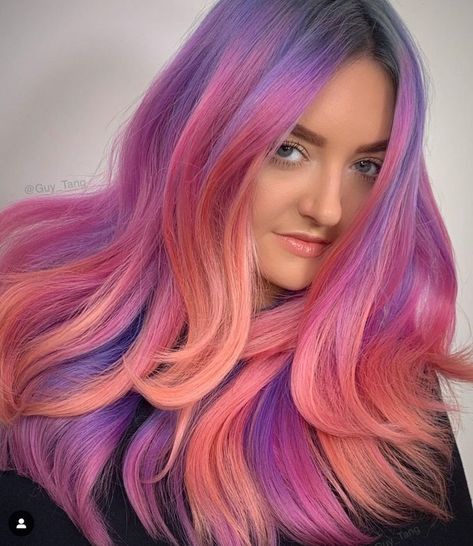 Color Melting Hair, Coral Hair, Vivid Hair, Hair Play, Color Melt, Rave Hair, Vivid Hair Color, Colourful Hair, Colors Hair