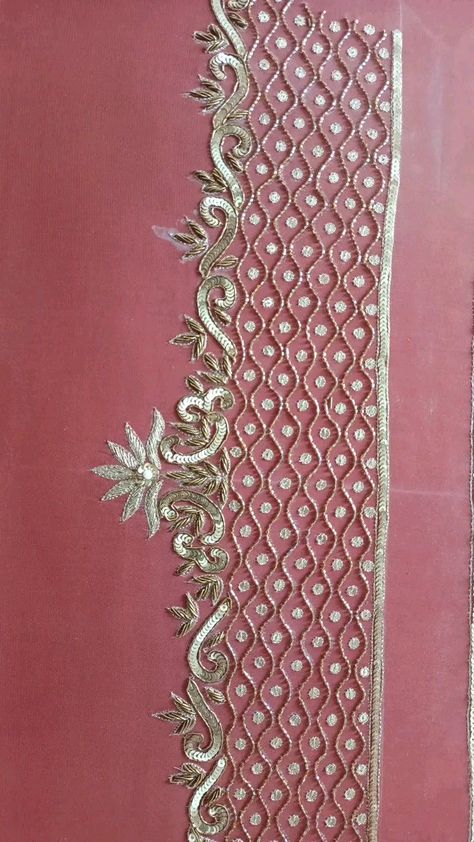 Handwork Border Designs, Embodary Design, Border Design For Saree, Saree Border Designs, Machi Work, Kutch Work Designs, Simple Hand Embroidery Patterns, Hand Beaded Embroidery, Bead Embroidery Tutorial