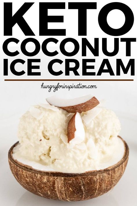 Easy Homemade Keto Coconut Ice Cream with only 2g net carbs per scoop! Super easy to make and super delicious - tastes like summer vacation! #ketoicecream #lowcarbicecream #coconutrecipes cecream#coconutr#ketodessert #lowcarbdesserts #ketotreat Coconut Ice Cream Recipe Homemade, Keto Coconut Ice Cream, Low Carb Ice Cream Recipe, Coconut Ice Cream Recipes, Easy Homemade Ice Cream, Desserts Keto, Low Carb Ice Cream, Ice Cream Maker Recipes, Postre Keto