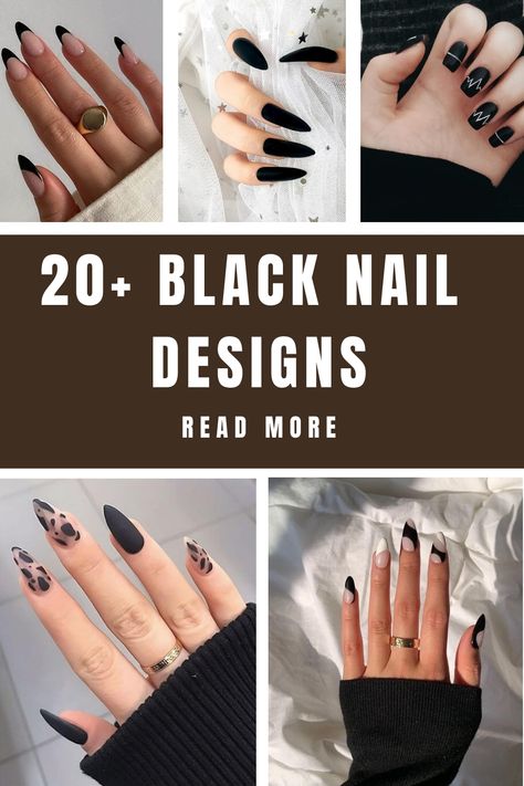 20+ BLACK NAIL DESIGNS Black French Tip Nails Coffin Short, Black Nail With Rhinestones, Black French Tip Nails Matte, Gothic Wedding Nails For Bride, Black Matte French Tip Nails, Matte Black French Tip Nails, White And Black Nail Ideas, Black Matte Nail Designs, Black Natural Nails