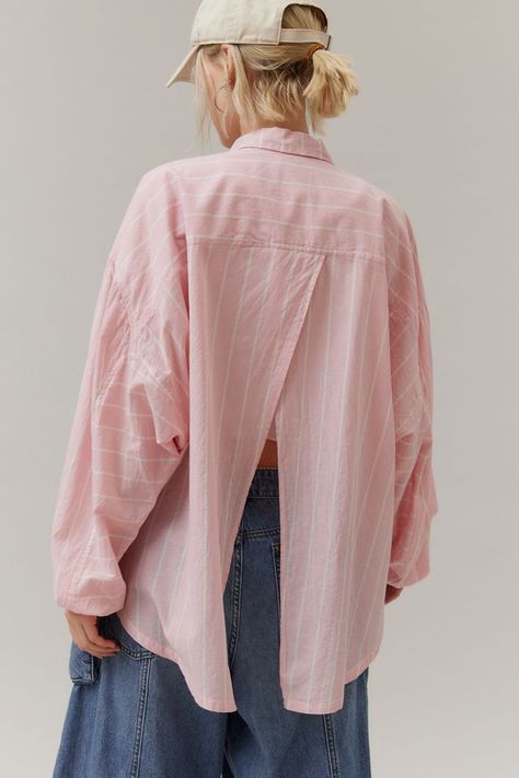 BDG Erin Breezy Button-Down Shirt Breezy Shirt, Shirt Styling, Open Back Shirt, Upcycle Sewing, Elevated Basics, Women's Blouses, Clothes Crafts, Puffy Sleeves, Exclusive Collection