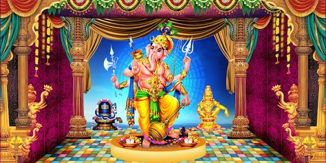 Lord vinayaka stage backdrop HD wallpapers with lord ganesh HD images Vinayaka Chavithi Banner, Ganesh Background, Stage Backdrop Design, Wedding Banner Design, Vinayaka Chavithi, Wedding Album Templates, Flex Banner Design, Psd Free Photoshop, Free Wedding Invitation Templates