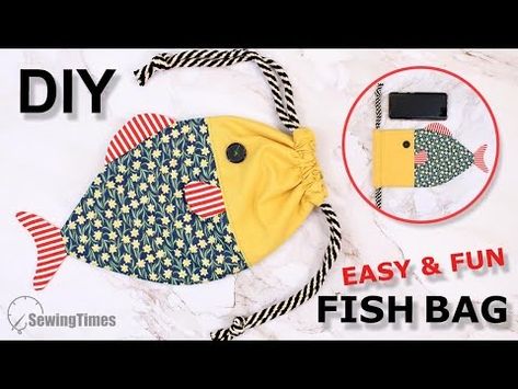 (50) DIY FISH DRAWSTRING BAG | Fun & Easy Sewing Craft Idea [sewingtimes] - YouTube Drawstring Bag Diy, Fish Bag, Drawstring Bag Pattern, Diy Joy, Fabric Fish, Pouch Diy, Sewing To Sell, Sewing Pattern Shop, Fish In A Bag