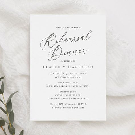 $2.93 | Simple Elegant Calligraphy Rehearsal Dinner Invita #modern minimal simple, calligraphy script, summer winter spring fall, formal wedding, rehearsal dinner, formal rehearsal dinner, budget rehearsal dinner, elegant rehearsal dinner, rehearsal dinner invite, simple classy invite Rehearsal Dinner Invite, Simple Calligraphy, Wedding Reception Invitations, Rehearsal Dinner Ideas, Wedding Invitations Elegant, Restaurant Names, Reception Invitations, Elegant Calligraphy, Rehearsal Dinner Invitations