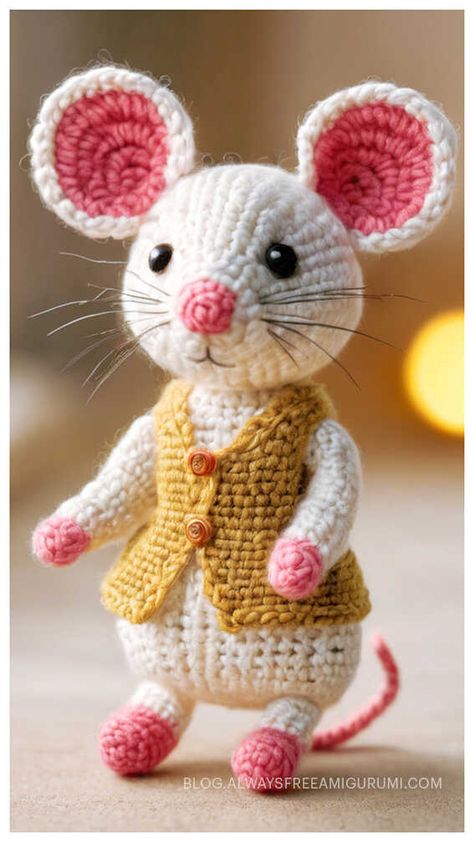 Little Mouse Amigurumi Crochet Free Pattern Free Crochet Mice Patterns, Tiny Crochet Mouse Free Pattern, Crochet Mouse With Hat, Mouse Free Crochet Pattern, Crochet Christmas Mouse Free Pattern, Crochet Christmas Mouse, Mouse Crochet Pattern Free, Crochet Mouse Free Pattern, Crochet Mouse Pattern