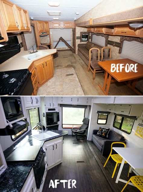 Travel Trailer Makeover, Kombi Motorhome, Camper Trailer Remodel, Camper Hacks, Diy Camper Remodel, Rv Makeover, Diy Rv, Travel Trailer Remodel, Rv Renovations