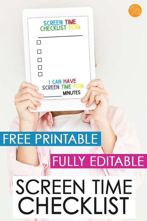 This FREE printable screen time checklist is totally editable and customizable for YOUR family's screen time rules. This is the perfect checklist for any age and any time of year! Stop screen time struggles with this easy to update template. #screentime #printable #parenting #momhack After School Screen Time Rules, Screentime Checklist For Kids, Screen Time Checklist Printable, After School Screen Time Checklist, Editable Checklist Template Free, Screen Time Chart By Age, Stop Screen Time, Screentime Checklist, Screen Time Rules Printable