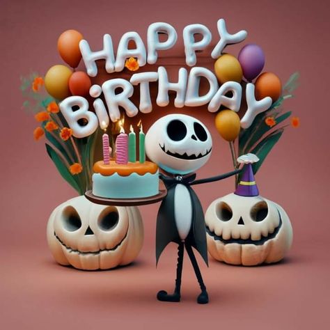 Happy Birthday Nightmare Before, Actividades Halloween, Happy Birthday Halloween, Nightmare Before Christmas Quotes, Black Disney Princess, Bday Quotes, Funny Clipart, Nightmare Before Christmas Movie, Halloween Birthday Cakes