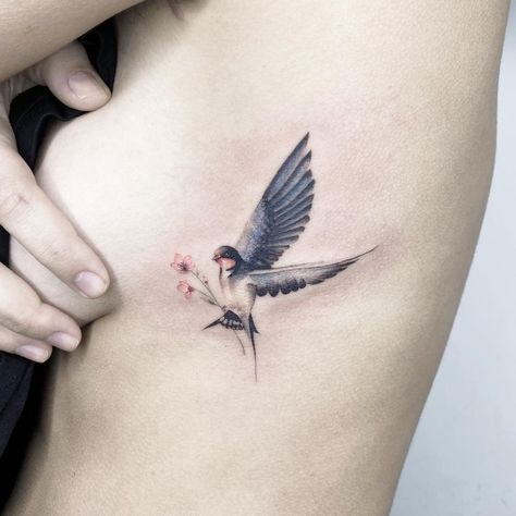 Bird Swallow, Swallow Tattoo, Cherry Blossom Tattoo, Blossom Tattoo, Birds Tattoo, Minimal Tattoo, Tattoo Shop, Flower Tattoos, Maple Leaf Tattoo