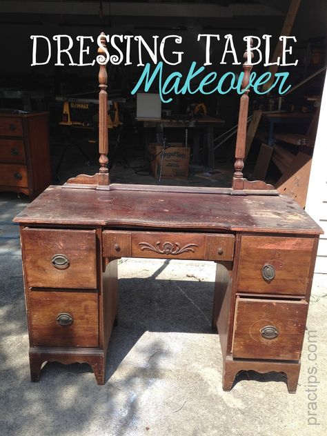 43-Mile Dressing Table Makeover Vanity Upcycle, Dressing Table Makeover, Furniture Dressing Table, Table Makeover, Bedroom Vanity, Left Out, Yard Sale, Dressing Table, Vanity