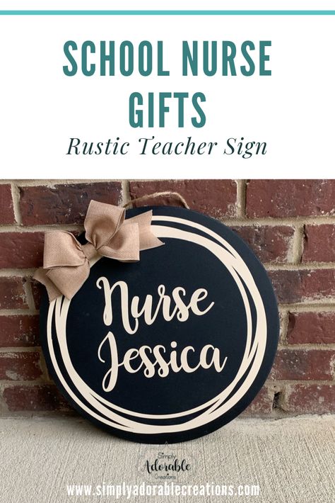 School Nurse Door Hanger, Nurse Signs, Nurse Door Hangers, Pencil Door Hanger, Diy Nursing, Teacher Door Signs, Teacher Door Hangers, Monogram Wedding Gift, School Nursing