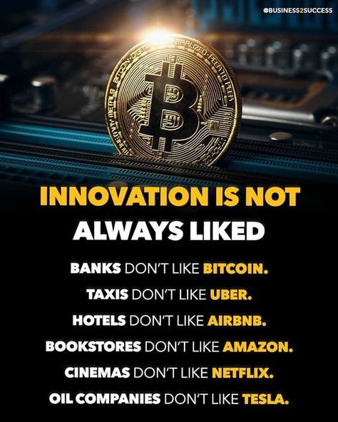 Innovation is not always liked #crypto #bitkoin #cryptocurrencyexchange #cryptocurrency #cryptocurrencytrading Bitcoin Cryptocurrency Quotes, Bitcoin Motivational Quotes, Bitcoin Aesthetic, Bitcoin Pictures, Bitcoin Quotes, Coining, Millionaire Mindset Quotes, Seo Audit, Bitcoin Logo