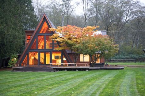 A-Frame Remodel | PeterStoner Architects | Seattle Residential & Commercial Architecture. A Frame Cabins, A Frame House Plans, Haus Am See, Casa Country, Frame House, A Frame Cabin, A Frame House, Commercial Architecture, Tiny House Cabin