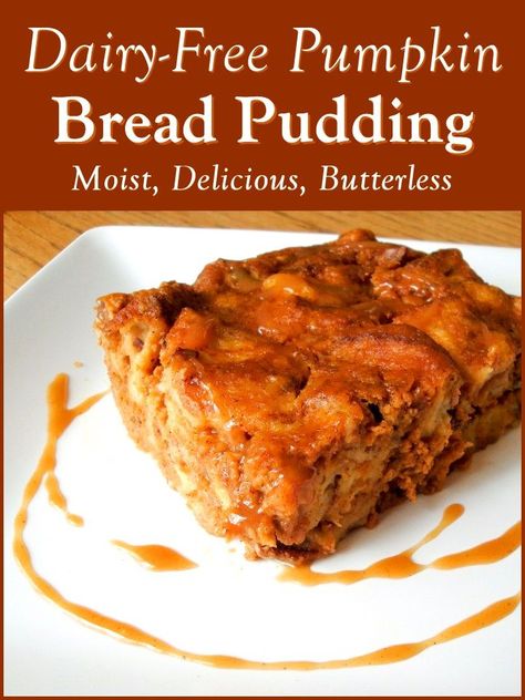 Vegan Pumpkin Bread Pudding, Dairy Free Bread Pudding, Pumpkin Bread Pudding Recipe, Cranberry Bread Pudding, Dairy Free Thanksgiving, Easy Pumpkin Bread, Pie Muffins, Vegan Pumpkin Bread, Gluten Free Pumpkin Bread