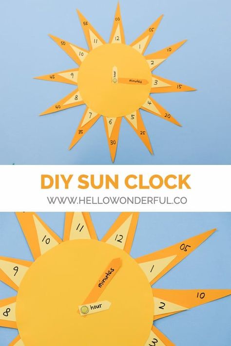 Grandchildren Activities, Homeschool Science Lessons, Sun Clock, Clock On The Wall, Educational Activities For Toddlers, Teaching Clock, How To Tell Time, Hello Wonderful, Clock Craft