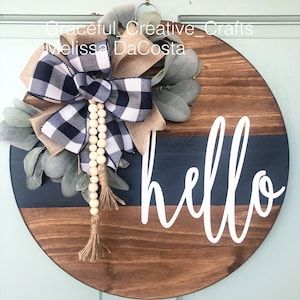 Happy Fall Large Wooden Door Sign Door Hanger Farmhouse - Etsy Wood Sublimation, Circle Signs, Farmhouse Door Hanger, Beaded Door, Round Signs, Wood Door Hanger, Custom Wood Doors, Farmhouse Door, Door Hangers Diy