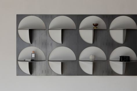 A Sculptural Shelf Made From a Laser-Cut Sheet of Steel Shelving Design, Modular Shelving, Steel Sheet, Art Installation, Shelf Design, Steel Wall, Design Milk, Metal Furniture, Diffused Light