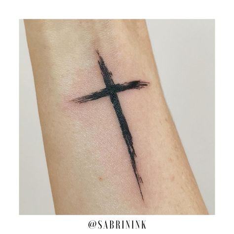 Cross tattoo, looking like it was painted on the skin 🎨👩🏼‍🎨 Cross Tattoo Cover Up, Cross With Crown Of Thorns Tattoo, Rugged Cross Tattoo, Dainty Cross Tattoo, Cross Tattoo On Wrist, Tattoos Cross, Thorn Tattoo, Small Cross Tattoo, Cross Tattoos For Women