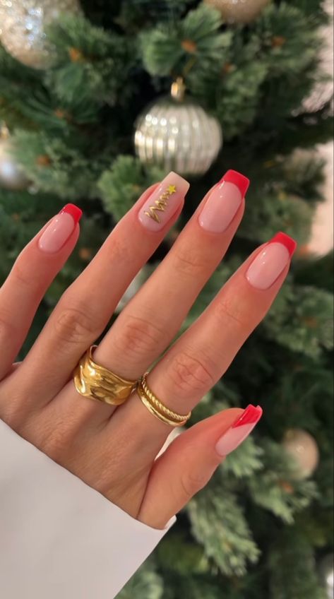 Christmas Gel, December Nails, Christmas Gel Nails, Simple Gel Nails, Casual Nails, Seasonal Nails, Cute Gel Nails, Short Acrylic Nails Designs, Xmas Nails