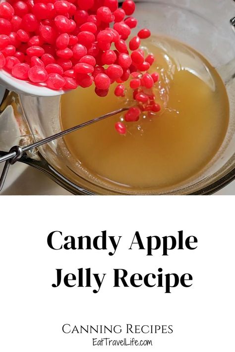 With just 4 ingredients you can make candy apple jelly. We make a small batch that gives us 4 half pints. Perfect to enjoy and share. #canning #howtocan #homesteading #applerecipes #applejelly #candyapple #jelly #jellyrecipes #jamjelly #breakfastideas Candy Apple Jelly Recipe, Candy Apple Jelly, Small Batch Canning, Canning Jelly, Heavenly Hash, Jelly Maker, Red Hots Candy, Apple Jelly, Jelly Recipe