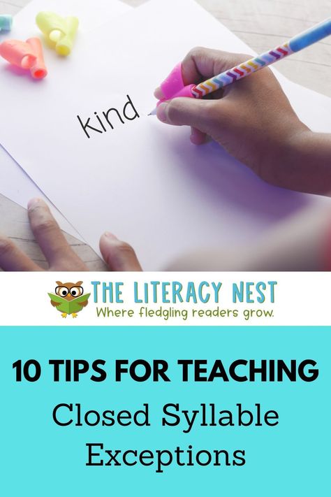 Closed syllable exceptions are a group of words with chunks that look like closed syllables but have a long vowel sound rather than a short vowel sound as you would expect. Here are 10 effective tips for teaching closed syllable exceptions to students. Syllable Activities, Spelling Task Cards, Word Sort Activities, Multisensory Teaching, Syllables Activities, Phonics Reading Passages, Closed Syllables, Spelling Lessons, Structured Literacy