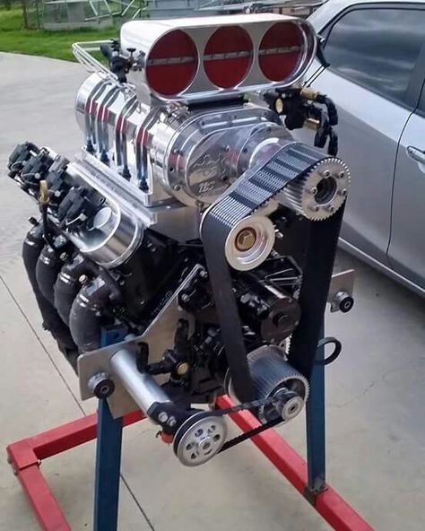 Chevy LS with a huge supercharger... Supercharger Engine, Chevy Ls Engine, Chevy Motors, Chevy Ls, Crate Motors, Ls Engine, Motor Engine, Drag Racing Cars, Performance Engines