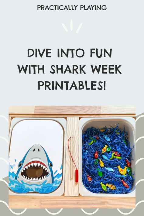 Dive into the deep sea of fun with these jaw-some Shark Week printables and activities! Get your little ones excited about sharks with engaging shark-themed games, puzzles, and coloring sheets. Whether it's exploring shark flisat inserts or creating a sensory play experience with shark toys, this collection is perfect for hands-on learning. Feed The Shark, Shark Food, Playing Ideas, Shark Books, Sensory Bin Play, Shark Activities, Shark Games, Magnetic Fishing Game, Fish Activities