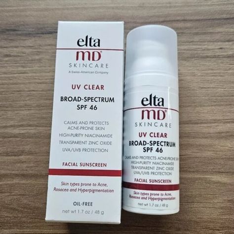 EltaMD UV Clear Broad Spectrum Sunscreen SPF 46 Eltamd Uv Clear Broad-spectrum Spf 46, Skincare Acne Prone Skin, Elta Md Uv Clear, Protection Oil, Elta Md, Skin Hyperpigmentation, Facial Sunscreen, Zinc Oxide, Broad Spectrum Sunscreen