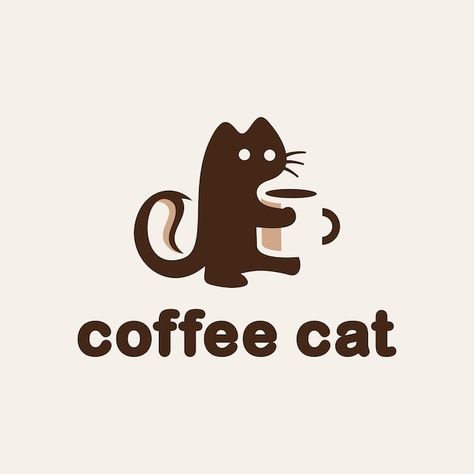 Cute Cat Logo Design, Logo Icon Ideas, Starbucks Logo Art, Coffee Logo Design Art, Coffee Ideas Design, Cat Logo Design Ideas, Logo Coffee Design, Cat Cafe Logo, Coffee Logo Design Ideas