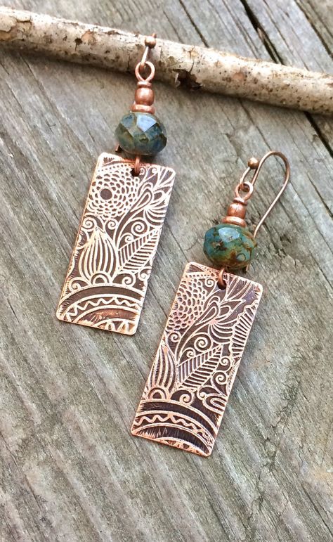 Etched copper jewelry