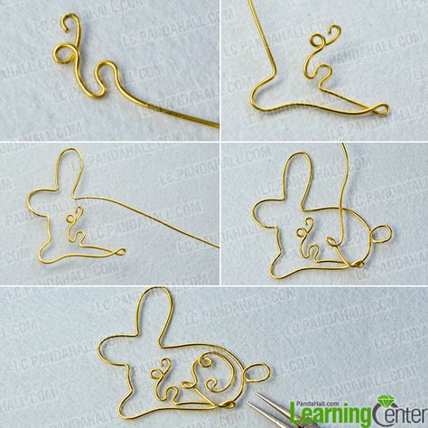 the bunny frame Wire Bunny, Ear Cuff Tutorial, Origami Butterfly Easy, Bunny Pendant, Easter Present, Wire Ornaments, Bunny Necklace, Easter Jewelry, Wire Jewelry Designs